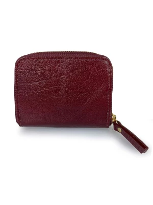ORE10 Skórzany portfel "Por" w kolorze bordowym - 11 x 9 x 2 cm rozmiar: onesize