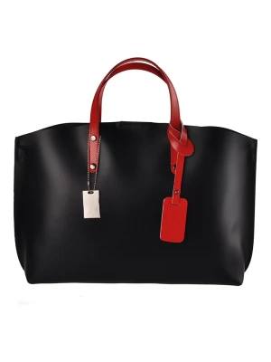 ORE10 Skórzany shopper bag "Avocetta" w kolorze czarno-czerwonym - 48 x 30 x 12 cm rozmiar: onesize