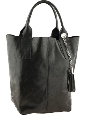 ORE10 Skórzany shopper bag "Laura" w kolorze czarnym - 38 x 41 x 20 cm rozmiar: onesize