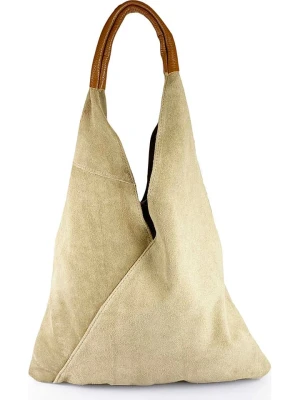 ORE10 Skórzany shopper bag "Lord" w kolorze beżowym - 34 x 39 x 8 cm rozmiar: onesize