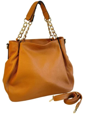 ORE10 Skórzany shopper bag w kolorze jasnobrązowym - 27 x 45 x 15 cm rozmiar: onesize