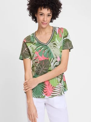 ORGANIC COTTON Bawełniana bluzka damska Hannah z roślinnym wzorem – Voyage Tropical Olsen