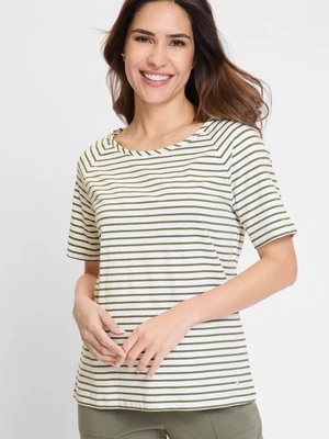ORGANIC COTTON Oliwkowa bluzka damska Hannah w paski – Voyage Tropical Olsen