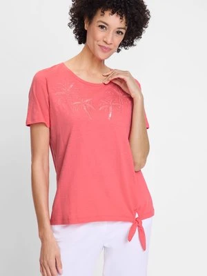ORGANIC COTTON Różowa bawełniana bluzka damska Hannah z haftem – Voyage Tropical Olsen