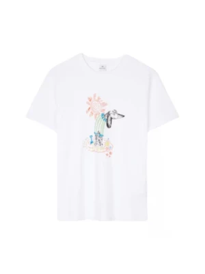 Organiczna Bawełna Beach Dog Print T-shirt Paul Smith