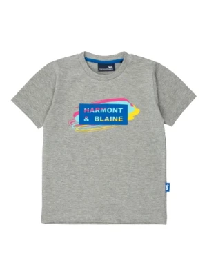 Organiczna Bawełna T-shirt z Wielokolorowym Nadrukiem Harmont & Blaine