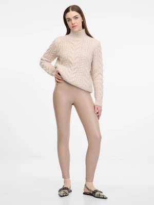 orsay Legginsy w kolorze beżowym ze skóry syntetycznej rozmiar: L