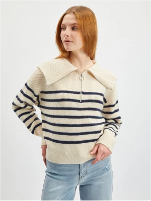 orsay Sweter w kolorze kremowo-czarnym rozmiar: L