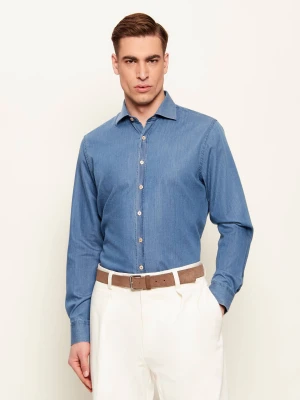 Oscar Jacobson Jeansowa koszula Cut Away | Slim Fit