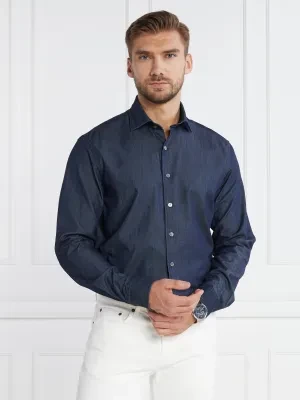 Oscar Jacobson Koszula Cut Away Washed DENIM | Regular Fit