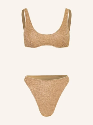 Oséree Bikini Bustier Lumiere Sporty Z Błyszczącą Przędzą gold