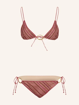 Oséree Bikini Trójkątne Shiny Stripes Z Błyszczącą Przędzą rosa