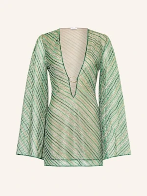 Oséree Sukienka Plażowa Shiny Stripes Z Błyszczącą Przędzą gruen