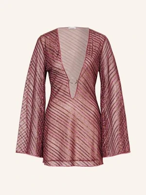 Oséree Sukienka Plażowa Shiny Stripes Z Błyszczącą Przędzą rosa
