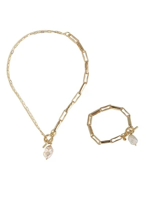 Otazu 2-częściowy zestaw biżuterii z perełkami Swarovski rozmiar: onesize