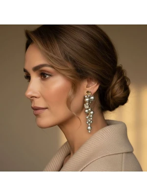 Otazu Pozłacane kolczyki-wkrętki z perełkami Swarovski rozmiar: onesize