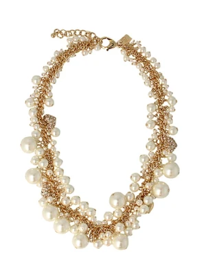 Otazu Pozłacany naszyjnik z perełkami Swarovski - dł. 38 cm rozmiar: onesize