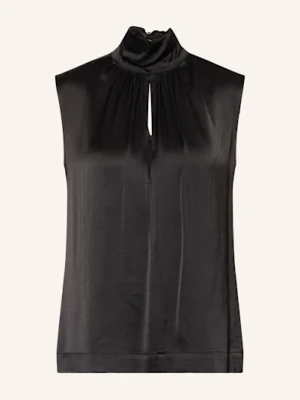 Ottod'ame Bluzka Bez Rękawów Z Satyny schwarz