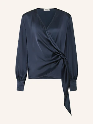 Ottod'ame Bluzka O Kroju Kopertowym Z Satyny blau