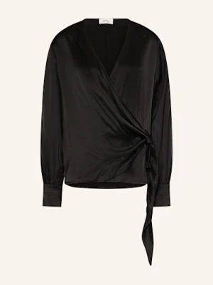 Ottod'ame Bluzka O Kroju Kopertowym Z Satyny schwarz