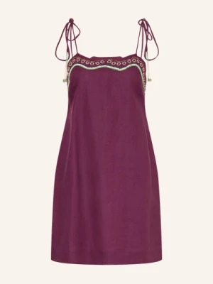 Ottod'ame Sukienka Z Lnu Z Ozdobnymi Perełkami lila