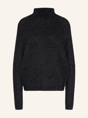 Ottod'ame Sweter Z Błyszczącą Przędzą schwarz CZARNY