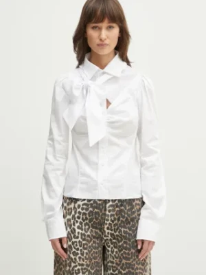 Ottolinger koszula Deconstructed Lavalliere Blouse damska kolor biały slim z kołnierzykiem klasycznym 111-400211-01