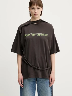 Ottolinger t-shirt bawełniany Oversized damski kolor brązowy 115.103415.02