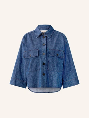 Oui Bluzka Jeansowa Z Rękawami 3/4 blau