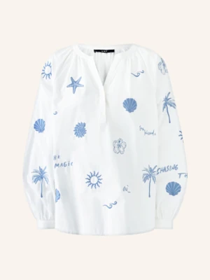 Oui Bluzka Z Falbankami weiss