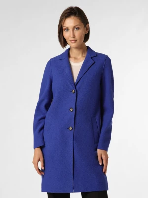 Oui Damski płaszcz wełniany Kobiety wełna ze strzyży niebieski jednolity,