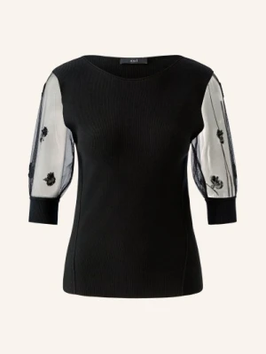Oui Dzianinowa Bluzka Z Mieszanki Materiałów Z Cekinami schwarz