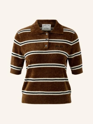 Oui Dzianinowa Koszulka Polo braun