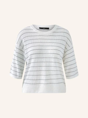 Oui Dzianinowa Koszulka Z Cekinami I Lnem weiss