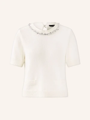 Oui Dzianinowa Koszulka Z Ozdobnymi Kamykami weiss