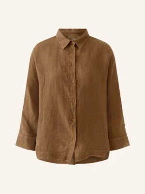 Oui Lniana Bluzka Z Rękawami 3/4 braun