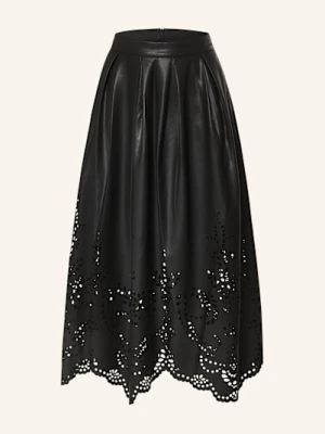 Oui Plisowana Spódnica Z Imitacji Skóry schwarz