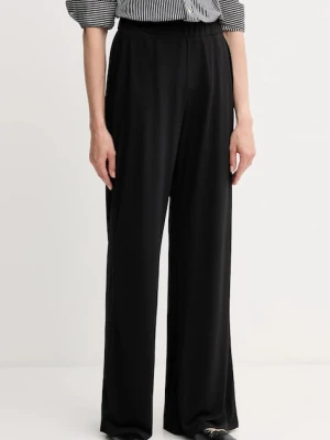 OUI spodnie damskie kolor czarny szerokie high waist 93781