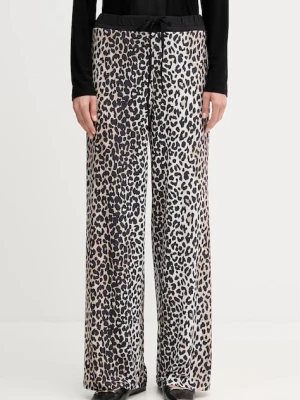 OUI spodnie damskie kolor czarny szerokie high waist 93782