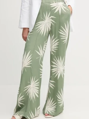 OUI spodnie damskie kolor zielony proste high waist 92813