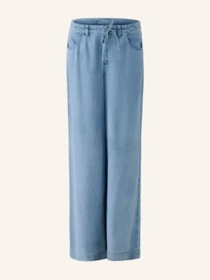 Oui Spodnie Z Marlowej Tkaniny W Stylu Dżinsowym blau