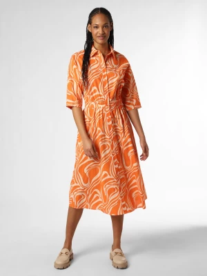 Oui Sukienka damska Kobiety Bawełna pomarańczowy|beżowy wzorzysty,