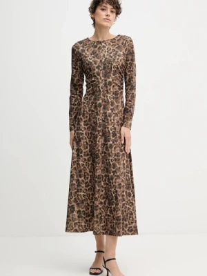 OUI sukienka kolor brązowy maxi rozkloszowana 88650