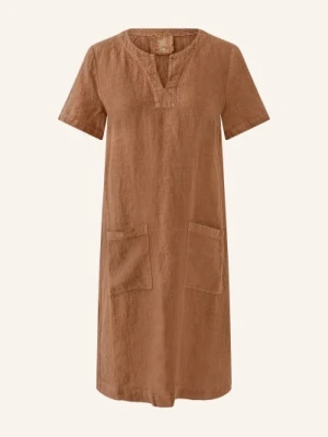 Oui Sukienka Z Lnu braun