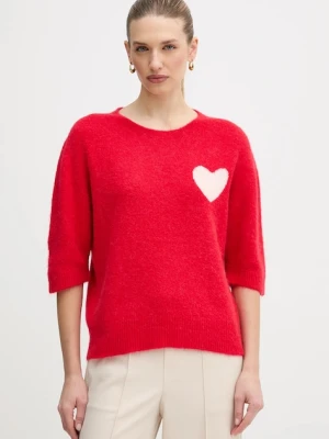 OUI sweter z dodatkiem alpaki damski kolor czerwony 95988
