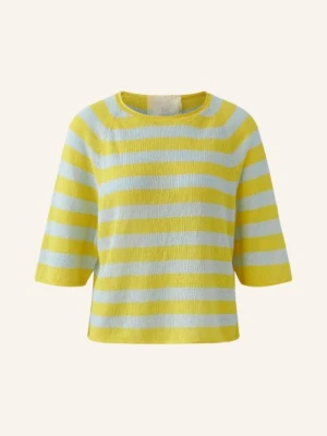 Oui Sweter Z Dzianiny Lnianej Z Rękawami 3/4 gelb