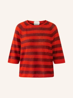 Oui Sweter Z Dzianiny Lnianej Z Rękawami 3/4 rot