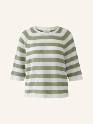 Oui Sweter Z Dzianiny Lnianej Z Rękawami 3/4 weiss