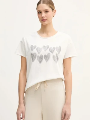 OUI t-shirt bawełniany damski kolor biały 96050