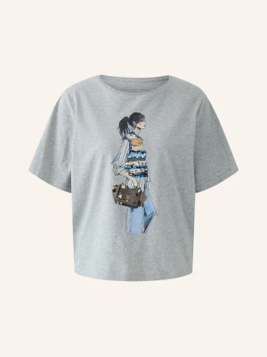 Oui T-Shirt Z Cekinami grau szary